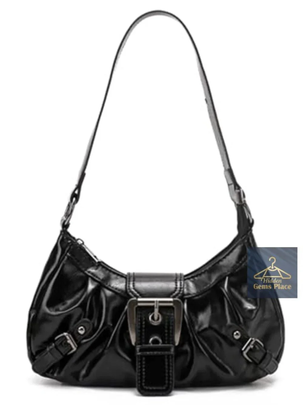 Faux Leather Y2K Hobo Shoulder Bag with Zipper & Magnetic Clasp
